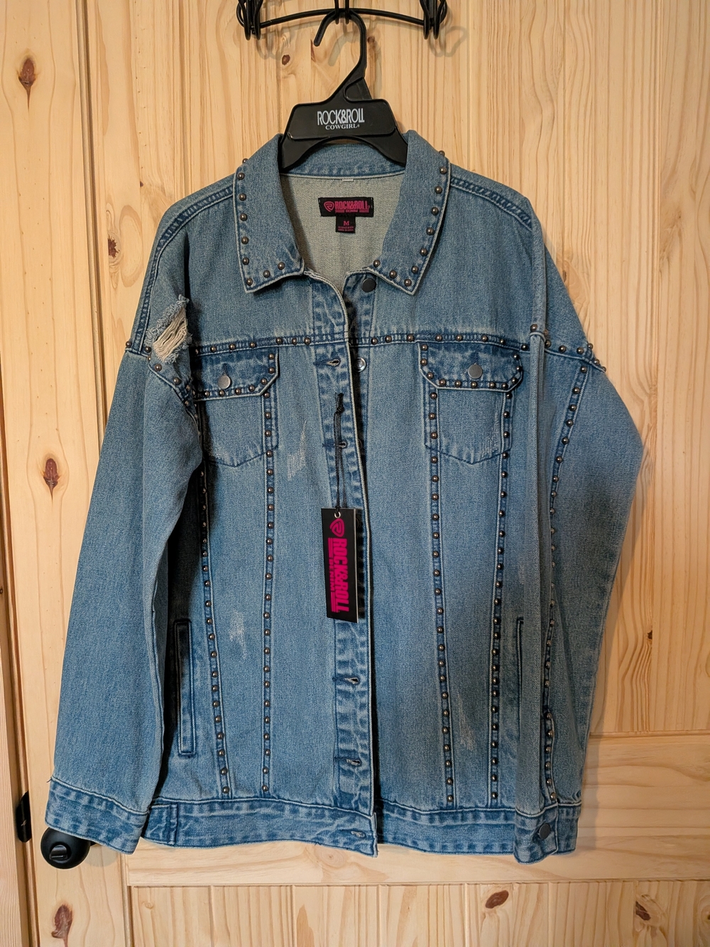 Rock & Roll Light Blue Studded Denim Jacket